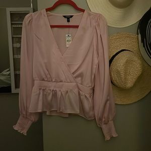 Express pink long sleeve crop top